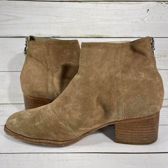 Rag & Bone Wesley Suede Back Zip Ankle Boots Chestnut Tan Womens Size 36 US 6 - Picture 6 of 10